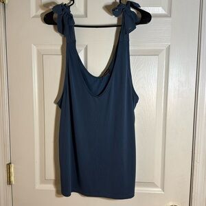 Crosby Blue sheer tie‎ shoulder tank top modal bland oversized size XL